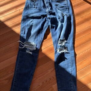 Levi's 721 High-Rise Skinny Dark Blue Distressed Women's Jeans